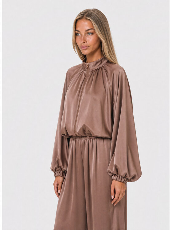 Agatha Studio Agatha Studio Komplet koszula i spodnie materiałowe A26LS-KA-K55 Brązowy Oversize
