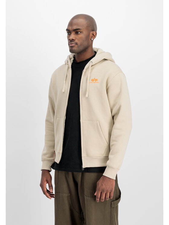 Alpha Industries Alpha Industries Bluza Basic Small Logo Zip Hoodie Beżowy Regular Fit