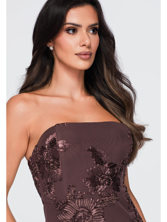 Ombre Ombre Sukienka wieczorowa LA-OM-DLR430 Brązowy Slim Fit