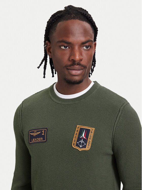 Aeronautica Militare Aeronautica Militare Sweter 262MA1659UL00903 Khaki Regular Fit