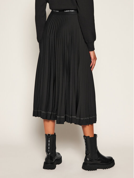 Calvin Klein Calvin Klein Fustă plisată Sunray Pleat K20K202101 Negru Regular Fit