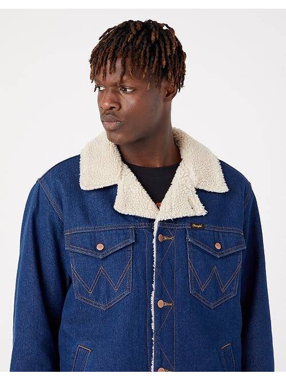 Wrangler Wrangler Giacca di jeans WRANGE SHERPA JACKET Blu Regular Fit