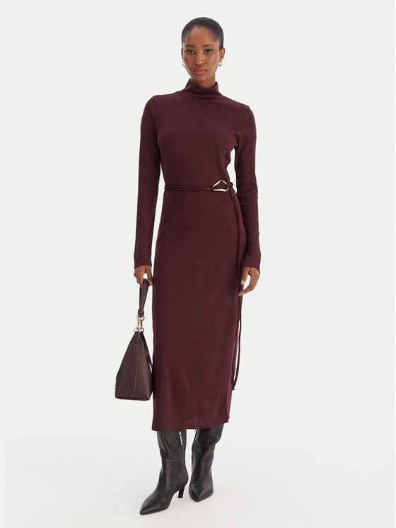 Vero Moda Vero Moda Sukienka dzianinowa Louisa 10336207 Bordowy Loose Fit