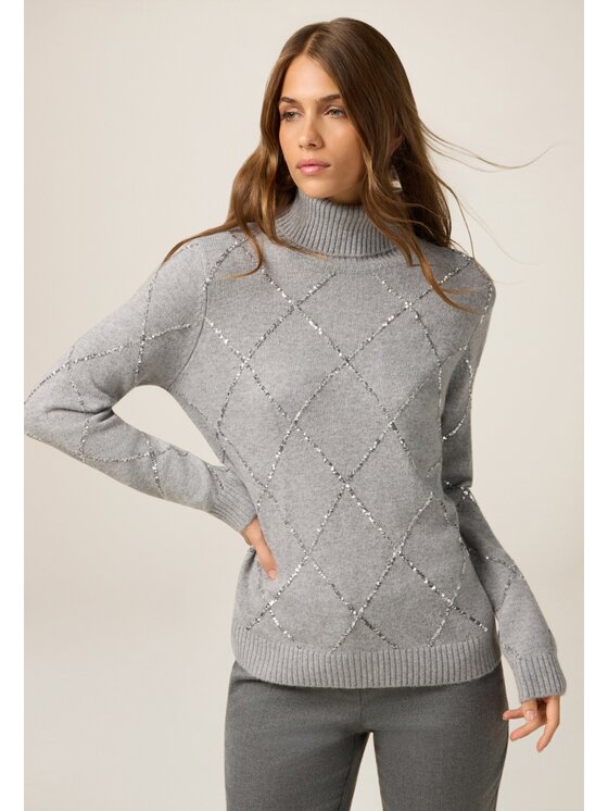 Oltre Oltre Sweter M014J005316N013 Szary Regular Fit