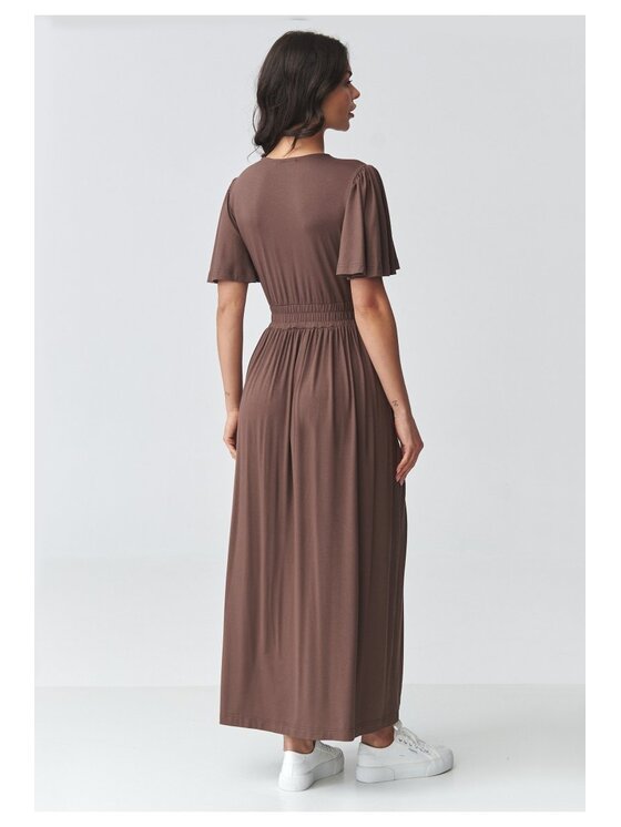 Makadamia Makadamia Sukienka codzienna M929 Brązowy Loose Fit