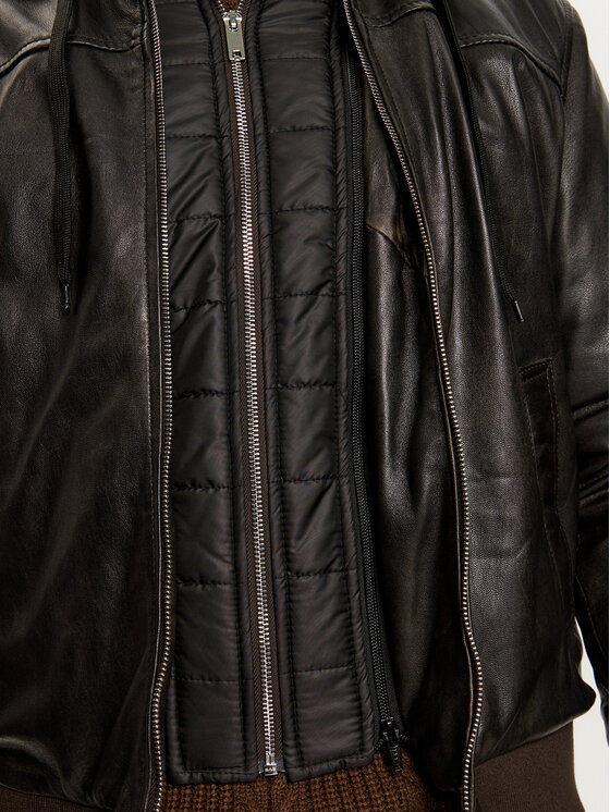 Serge Pariente Serge Pariente Giacca di pelle Amos Marrone Regular Fit