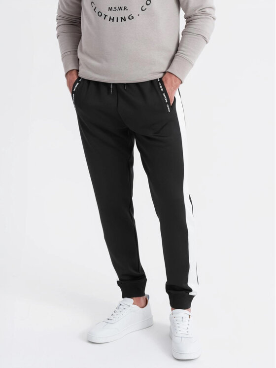 Ombre Ombre Spodnie dresowe OM-PASK-0229 Czarny Regular Fit