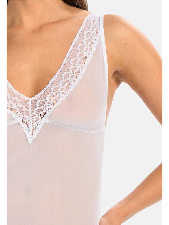 Teyli Teyli Koszula nocna siateczkowa Herty Biały Slim Fit