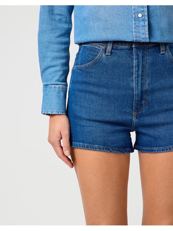 Wrangler Wrangler Szorty jeansowe FESTIVAL SHORT Niebieski Slim Fit