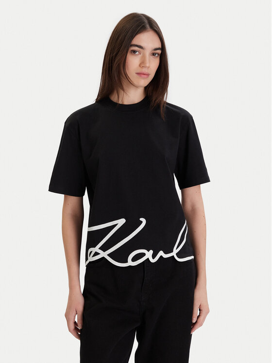 KARL LAGERFELD KARL LAGERFELD Tricou A1W17013 Negru Relaxed Fit