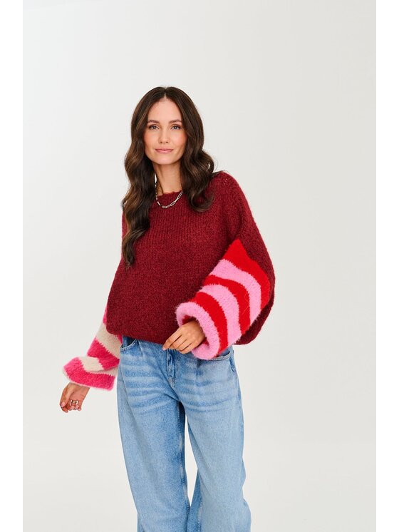NAOKO NAOKO Sweter Burgundy Beat Bordowy Regular Fit