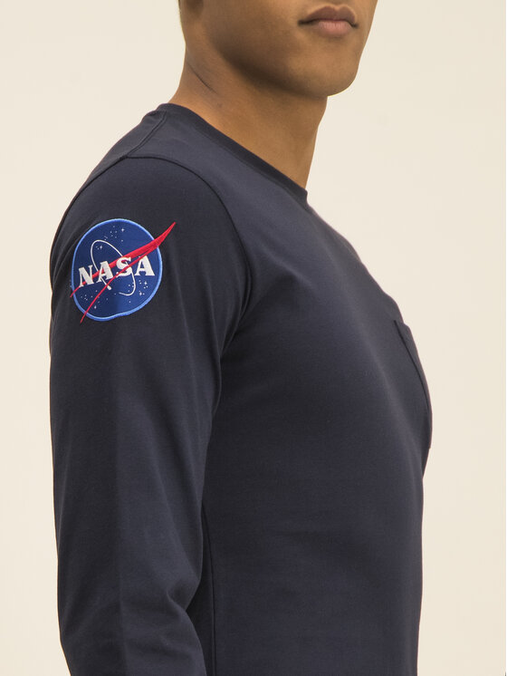 Alpha Industries Alpha Industries Marškinėliai ilgomis rankovėmis Nasa 176532 Tamsiai mėlyna Regular Fit