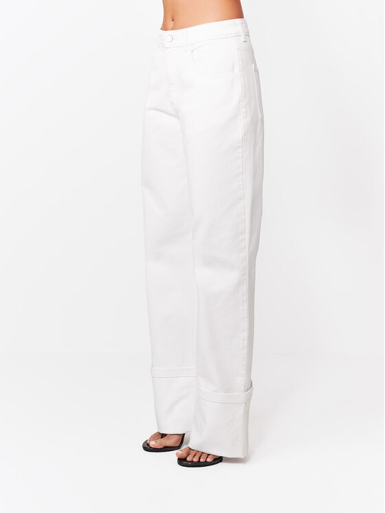 La Mania La Mania Jeansy NOEMIE Biały Basic Fit
