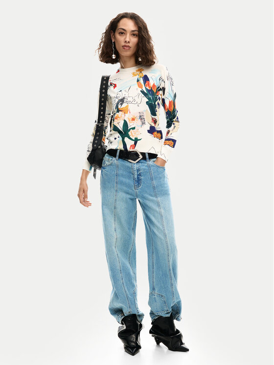 Desigual Desigual Пуловер Nantes Lacroix 26SWJF35 Екрю Regular Fit