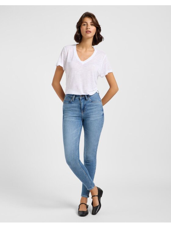 Lee Lee Jeansy SCARLETT HIGH ZIP Niebieski Skinny Fit