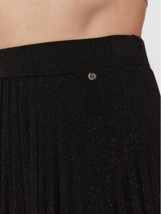 Nissa Nissa Πλισέ φούστα F13604 Μαύρο Regular Fit