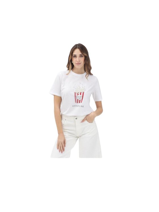 ONLY ONLY T-shirt Maglia onlbust life ss popcorn Bianco Regular Fit