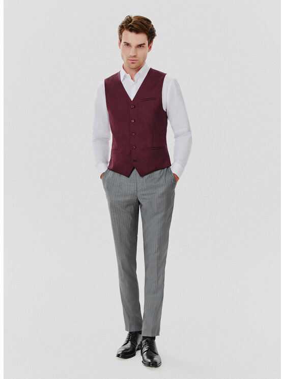 Pako Lorente Pako Lorente Kamizelka P24WF-8X-001 Bordowy Slim Fit