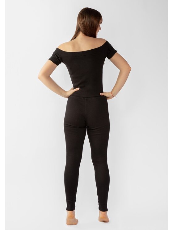 DKaren Sport DKaren Sport Komplet bluzka i spodnie Bayo Czarny Slim Fit