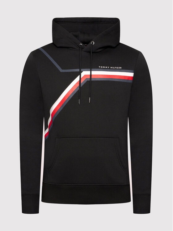 Tommy Hilfiger Sweatshirt Split Corp Stripe Hoody MW0MW21115 Schwarz Regular Fit Modivo