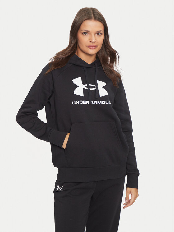 Under Armour Džemperis ar kapuci Ua Rival Fleece Big Logo 1379501 Melns Loose Fit