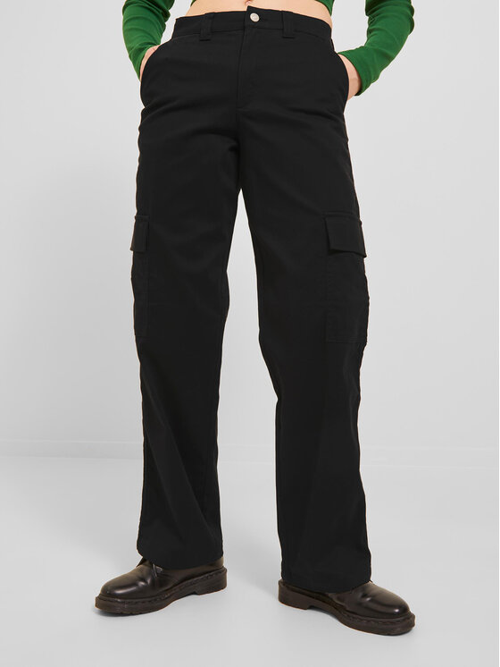 JJXX Bavlnené nohavice 12236946 Čierna Regular Fit