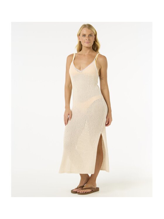 Rip Curl Rip Curl Sukienka letnia Cala Vadella Crochet Dress Biały Relaxed Fit