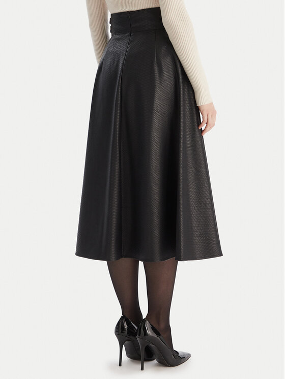 Fracomina Fracomina Sukně z imitace kůže FS25WG2001P41101 Černá Regular Fit