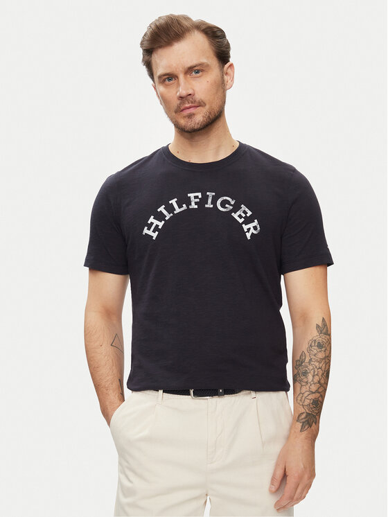 Tommy Hilfiger T-krekls Arched MW0MW34432 Tumši zils Regular Fit