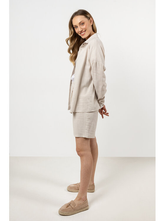 Awama Awama Koszula A724 Beżowy Basic Fit