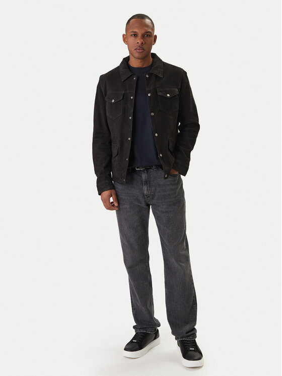 Milestone Milestone Geacă de piele Valerio 612205 60790 Negru Slim Fit