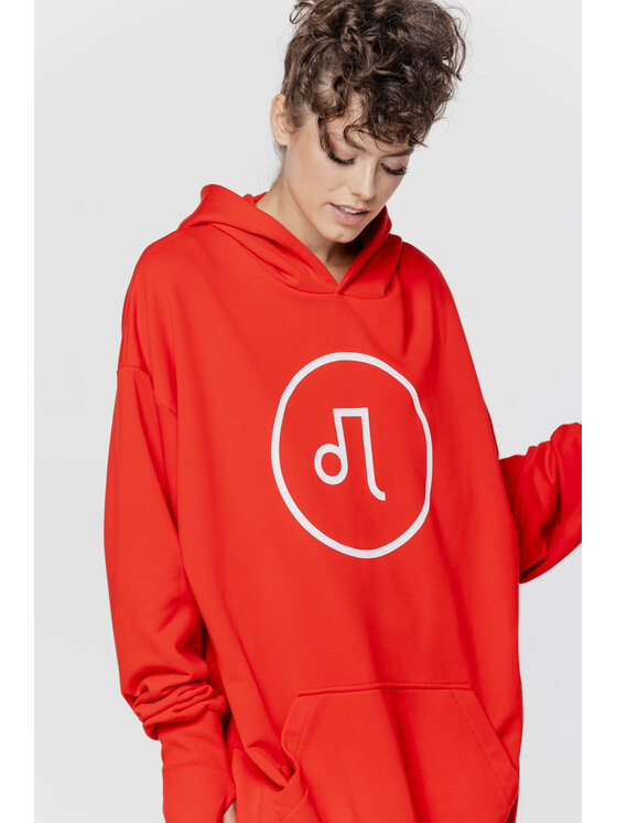 Pilawski Pilawski Bluza BLUZA AGA CZERWONA Z BIAŁYM LOGO Czerwony Oversize
