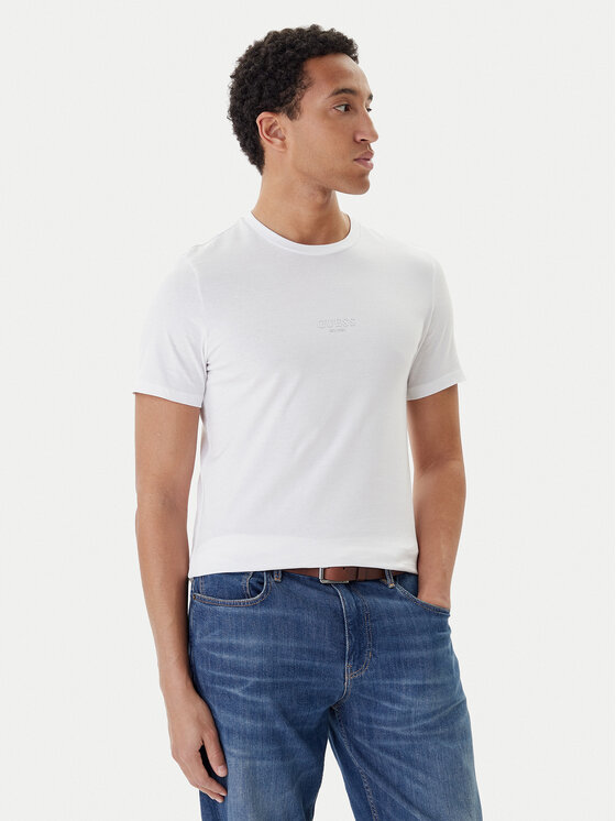 Guess Guess Tricou M2YI72 I3Z14 Alb Slim Fit