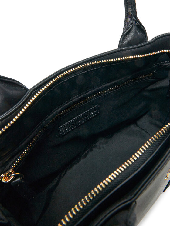Tommy Hilfiger Tommy Hilfiger Ročna torba Th Logotape Mini Tote AW0AW17201 Črna