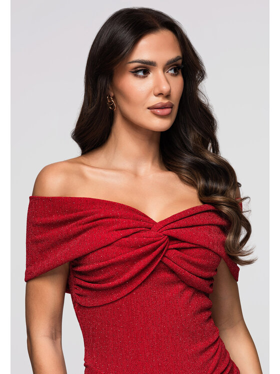 Ombre Ombre Sukienka wieczorowa LA-OM-DLR264 Czerwony Regular Fit