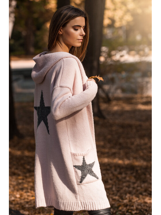 BeWear BeWear Kardigan bk063 Różowy Baggy Fit