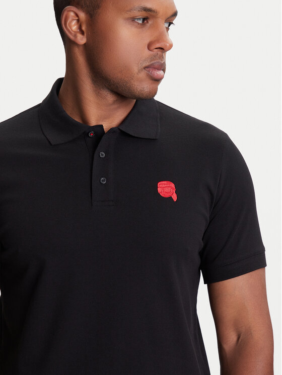 KARL LAGERFELD KARL LAGERFELD Тениска с яка и копчета 745022 553231 Черен Regular Fit