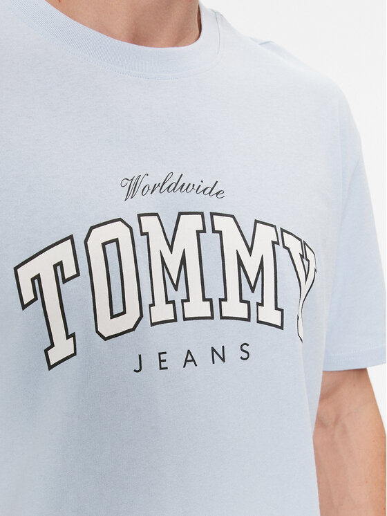 Tommy Jeans Tommy Jeans Tricou Varsity DM0DM18287 Albastru celest Regular Fit