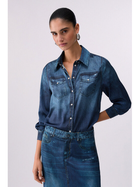 Liu Jo Liu Jo camicia di jeans UA6239T376A79042 Celeste Regular Fit