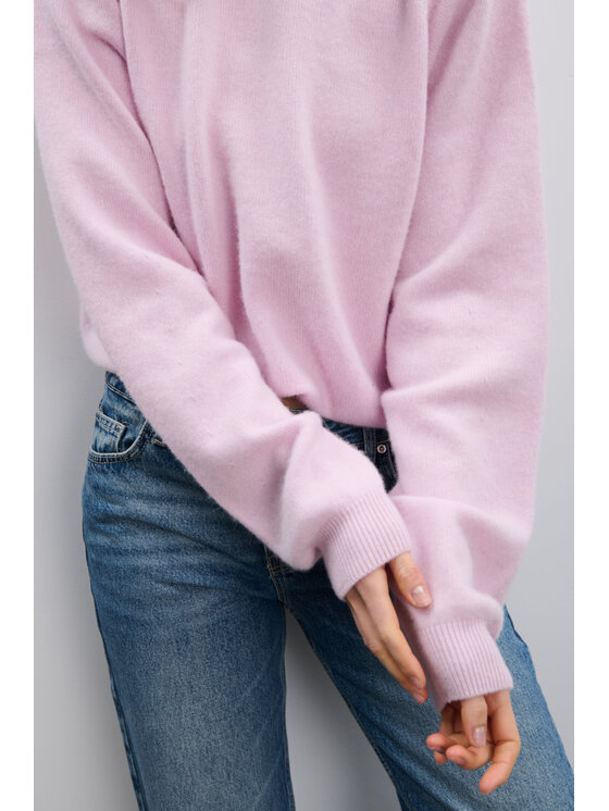 Fobya Fobya Sweter F2082 Różowy Basic Fit