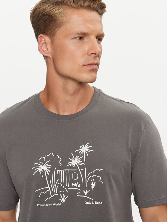 Only & Sons Only & Sons Тишърт Augie 22030575 Сив Regular Fit