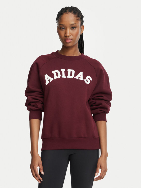 adidas adidas Bluza Adidas Damskie 3-Stripes Crew KU0327 Bordowy Loose Fit