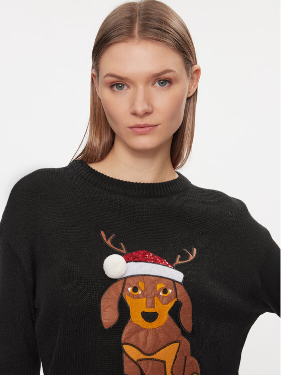 Brave Soul Brave Soul Pullover LKX-230XMASDOG Schwarz Regular Fit