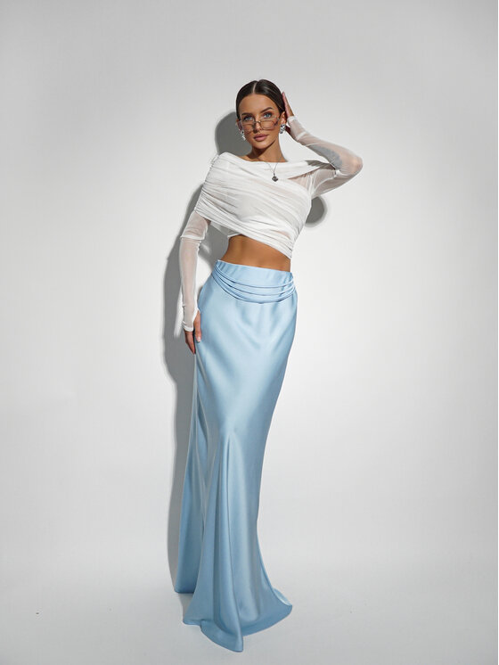 LilaLou LilaLou Maxi sukňa Kemer Modrá Regular Fit