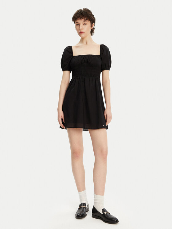 Tommy Jeans Tommy Jeans Sommerkleid Voile DW0DW21334 Schwarz Regular Fit