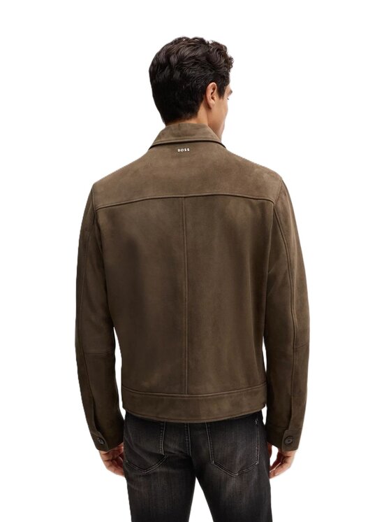 BOSS BOSS Giacca di pelle Giubbotto Marrone Regular Fit