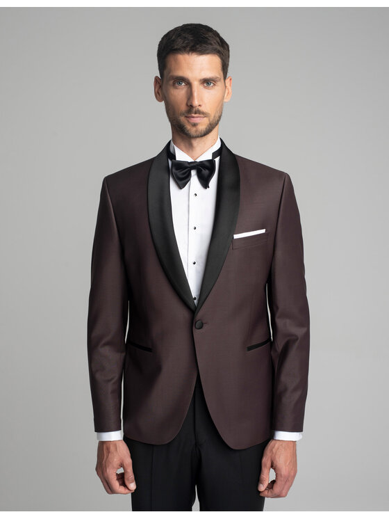 Borgio Borgio Marynarka cesaro_bd Bordowy Slim Fit