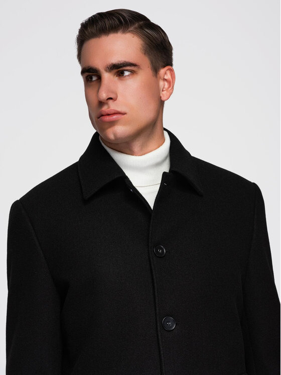Ombre Ombre Płaszcz OM-COWC-0135 Czarny Regular Fit
