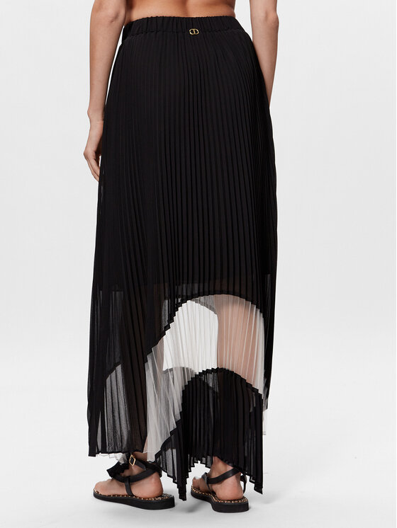 TWINSET TWINSET Plisovaná sukňa 231TT2022 Čierna Regular Fit