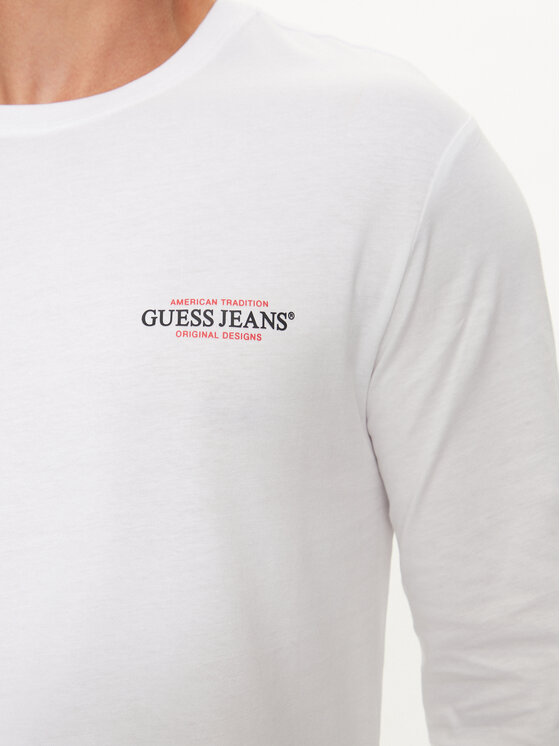 Guess Jeans Guess Jeans Majica dugih rukava M4YI54 K8HM0 Bijela Regular Fit